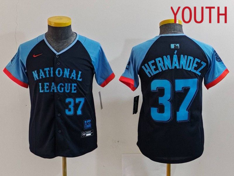 Youth Los Angeles Dodgers 37 Hernandez Blue All star 2024 Nike MLB Jersey style 7264